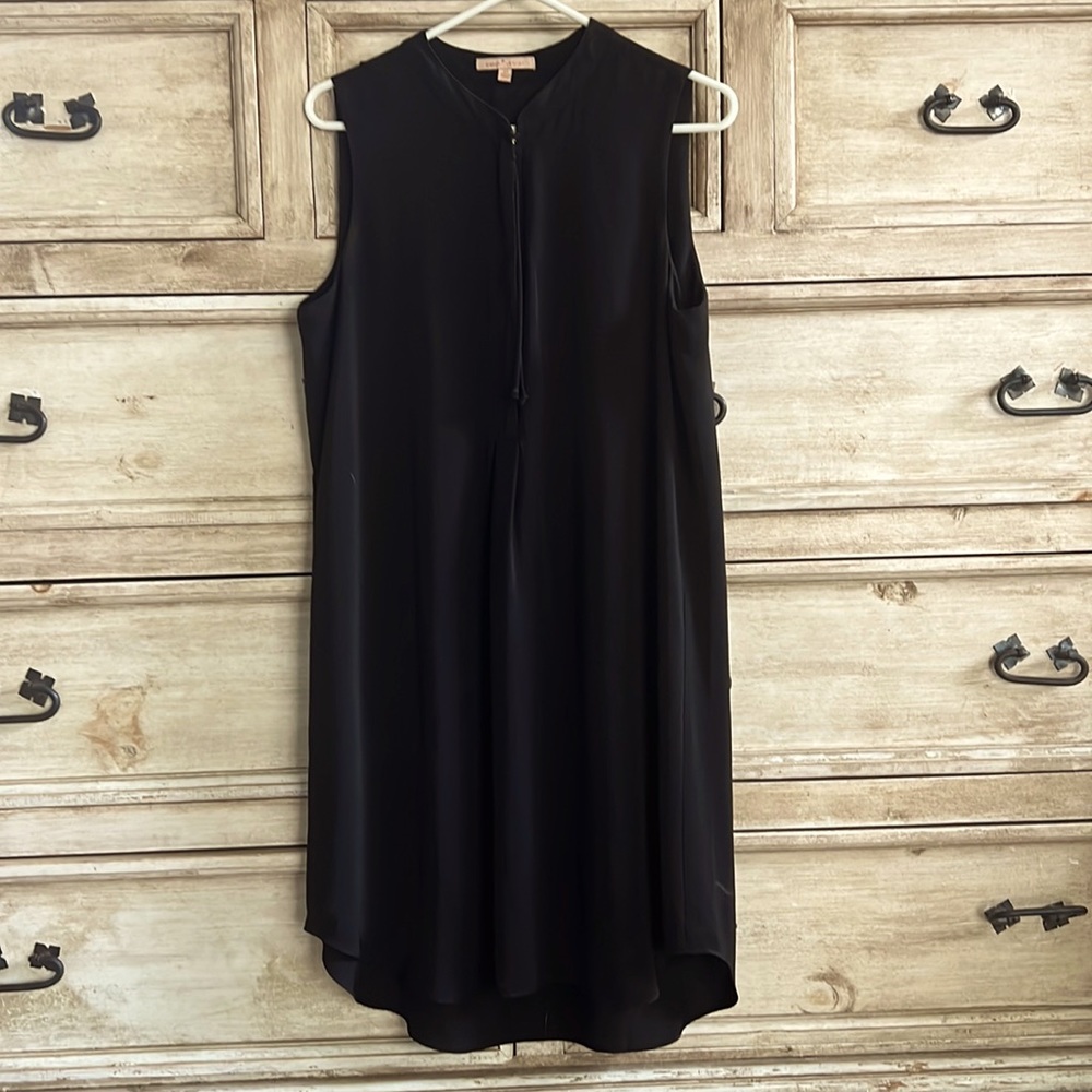Sleeveless, black, A-line dress